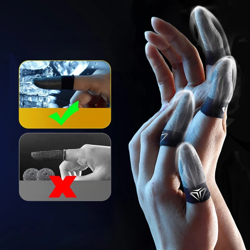 2 Pcs Mobile Game Fingertip Gloves Sweatproof Anti-Slip Touch Screen Finger Sleeve Breathable Gaming Fingertip Cover for Gamer